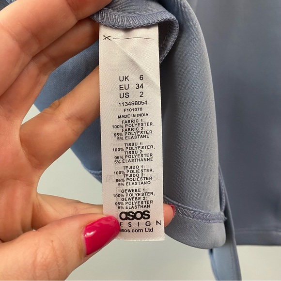 ASOS Design Embellished Cape Midi Scuba Dress Dusty‎ Blue 2 - Picture 9 of 14